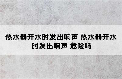 热水器开水时发出响声 热水器开水时发出响声 危险吗